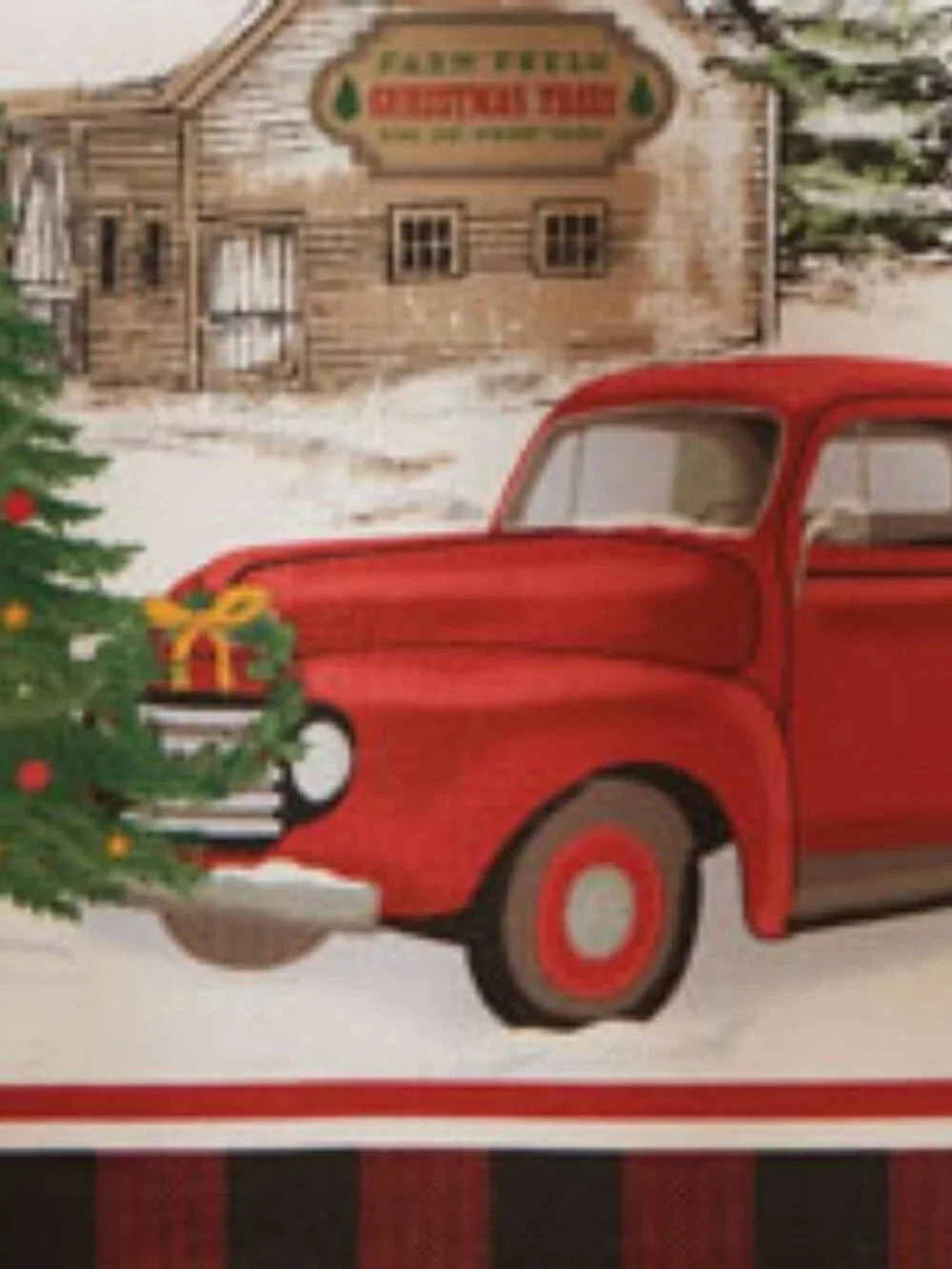 Elrene Home Vintage Truck Christmas Tree Farm Polyester Tablecloth 60X120